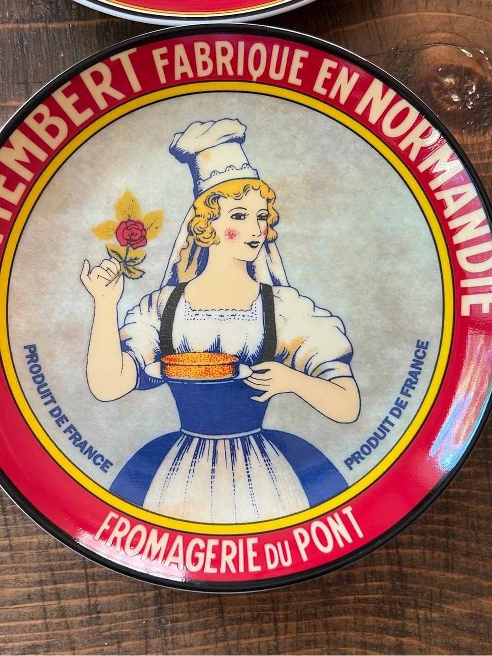 Pier 1 Red, Yellow and Blue Vintage Style Camembert Decorative Plates (Set of 3)